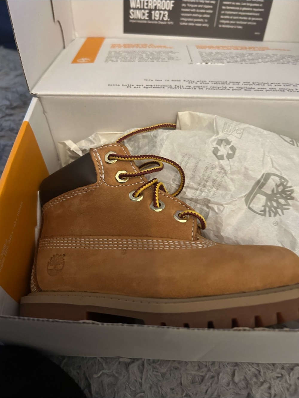Timberland Kids Wheat Nubuck Boot in Tan and Brown